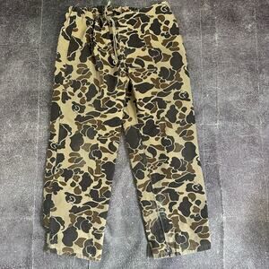Men's Vintage 80's 10X USA Duck Hunting Camo Ankle Zip Cargo Pants Sz L (38-40W)